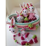 Yenidoğan Sevimli Tavşan Sepetli Takım Amigurumi Organik Oyuncak