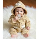 Yenidoğan Unisex Bebek Sevimli Fil Içi Polarlı Welsoft Peluş Astronot Kapüşonlu Tulum - Bej - 3 - 6 Ay