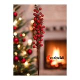 Yenigeldi 1 Adet 65 Cm Büyük Boy El Yapımı Uğur Kokina Red Berry Yılbaşı Süsü Gün Işığı Ledli