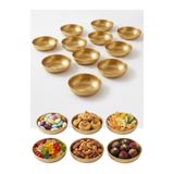 Yenigeldi 12 Adet Lüks Gold Metal Çerezlik Seti - 10 cm Dekoratif Sosluk ve Sunum Kasesi