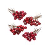 Yenigeldi 12 adet Mini Uğur Kokina Red Berry Yılbaşı Süsü Gün Işığı Ledli