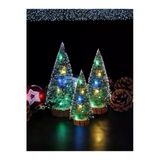 Yenigeldi 15-18 Cm Kendinden Işıklı Işıklı Masaüstü Yılbaşı Ağacı Çok Renkli Led Işıklar Ahşap Tabanlı