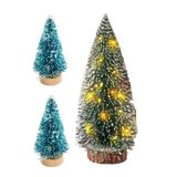 Yenigeldi 16 cm Kendinden Işıklı + 2 Adet 10 cm Mavi-Yeşil Pırıltılı Mini Yılbaşı Ağacı Kar Efektli Süs