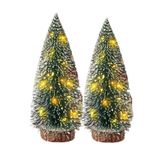 Yenigeldi 2 Adet 16cm Kendinden Işıklı 3 Kademeli Mini Yılbaşı Ağacı – Kar Efektli LED Masaüstü Çam Dekor