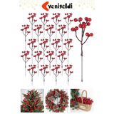 Yenigeldi 2 Adet 18 Cm Kokina Red Berry Yılbaşı Süsü Yılbaşı Uğuru Gün Işığı Ledli