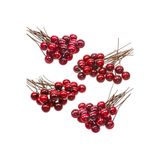 Yenigeldi 24 Adet Mini Uğur Kokina Red Berry Yılbaşı Süsü Gün Işığı Ledli