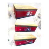Yenigeldi 3 Adet Metal Yılbaşı Süsü Ahşap Kesme Tahtalı Ekmek Kutusu, Ölçüleri 30 * 20 * 11 Cm Çok Amaçlı Kutu, Kırmızı