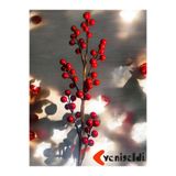 Yenigeldi 4 Adet 70 cm Büyük Boy El Yapımı Uğur Kokina Red Berry Yılbaşı Süsü Gün Işığı Ledli