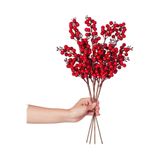 Yenigeldi 4 Adet El Yapımı Kokina Red Berry Yılbaşı Süs , Ev Parti Kış Noel Gün Işığı Ledli