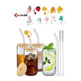 Yenigeldi 4 Adet Isıya Dayanıklı Ve Ahşap Kapaklı Bardak (4 Pipet Kapağı, 4 Cam Pipet Ve 2 Temizleme Fırçası)
