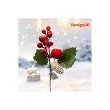 Yenigeldi 4 Adet Kokina Yılbaşı Yapay Meyve Dalları Noel Için, Red Berry Kırmızı Meyve Sapları T1194