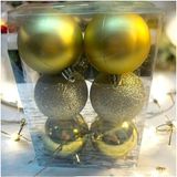 Yenigeldi 6 Adet Gold 6 Cmcm Yılbaşı Topu, Noel Topu, Çam Ağacı Topu, Süs Topu T-51, Sarı