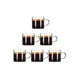Yenigeldi 6 Adet Renkli Saplı Espresso Fincan Isıya Dayanıklı Borosilikat Bardak Kulplu Kahve Çay (130Ml)