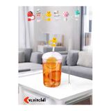 Yenigeldi Kubbe Kapaklı Pipetli Tumbler Isıya Dayanıklı Borosilikat Cam Bardak Kahve Meyve Suyu