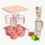 Yenigeldi Pembe Quencher Silikon Kapaklı Buzluk, Silindir Buz Kalıbı 4 Gözlü Stanly 20oz 30oz 40oz Bardak Uyumlu