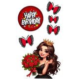 Yenilebilir Şekerli Kağıt Baskısı Cupcake ve Pasta Resim Baskı Kelebek ve Kız Temalı 69