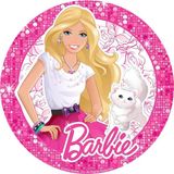 Yenilebilir Yuvarlak Pasta Resim Baskısı 20 Cm Şekerli Kağıt Barbie Temalı 27