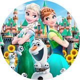 Yenilebilir Yuvarlak Pasta Resim Baskısı 20 cm Şekerli Kağıt Frozen Temalı 18 - 1 Adet