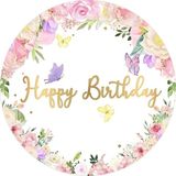 Yenilebilir Yuvarlak Pasta Resim Baskısı 20 cm Şekerli Kağıt Happy Birthday Temalı 61 - 1 Adet