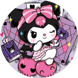 Yenilebilir Yuvarlak Pasta Resim Baskısı 20 Cm Şekerli Kağıt Kuromi Temalı 98