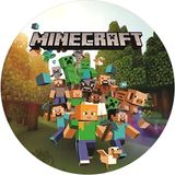 Yenilebilir Yuvarlak Pasta Resim Baskısı 20 cm Şekerli Kağıt Minecraft Temalı 05