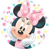 Yenilebilir Yuvarlak Pasta Resim Baskısı 20 cm Şekerli Kağıt Mini Mouse Temalı 51 - 1 Adet