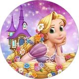 Yenilebilir Yuvarlak Pasta Resim Baskısı 20 cm Şekerli Kağıt Rapunzel Temalı 17 - 1 Adet