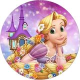 Yenilebilir Yuvarlak Pasta Resim Baskısı 20 cm Şekerli Kağıt Rapunzel Temalı 17