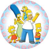 Yenilebilir Yuvarlak Pasta Resim Baskısı 20 cm Şekerli Kağıt Simpsons Temalı 45