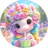 Yenilebilir Yuvarlak Pasta Resim Baskısı 20 cm Şekerli Kağıt Unicorn Temalı 139 - 1 Adet
