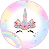 Yenilebilir Yuvarlak Pasta Resim Baskısı 20 cm Şekerli Kağıt Unicorn Temalı 66