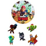 Yenilebilir Yuvarlak Pasta ve Figür Resim Baskısı Şekerli Kağıt Brawl Stars 05