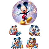 Yenilebilir Yuvarlak Pasta ve Figür Resim Baskısı Şekerli Kağıt Mickey Mouse Temalı 11 - 1 Adet