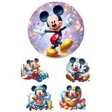 Yenilebilir Yuvarlak Pasta ve Figür Resim Baskısı Şekerli Kağıt Mickey Mouse Temalı 11