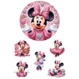 Yenilebilir Yuvarlak Pasta ve Figür Resim Baskısı Şekerli Kağıt Mini Mouse Temalı 12