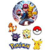 Yenilebilir Yuvarlak Pasta ve Figür Resim Baskısı Şekerli Kağıt Pokemon Temalı 20