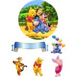 Yenilebilir Yuvarlak Pasta ve Figür Resim Baskısı Şekerli Kağıt Winnie The Pooh Temalı 39 - 1 Adet