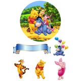 Yenilebilir Yuvarlak Pasta ve Figür Resim Baskısı Şekerli Kağıt Winnie The Pooh Temalı 39