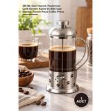 Yenilig 1 Adet Çelik Kulplu Cam French Press – 350 ml Cam Hazneli, Paslanmaz Çelik Gövdeli Kahve ve Bitki Çayı Demliği, French Press Coffee Press