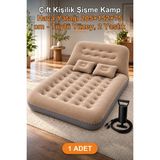 Yenilig 1 Adet Çift Kişilik Şişme Kamp Hava Yatağı 205×152×75 cm - Tüylü Yüzey, 2 Yastık