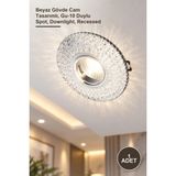 Yenilig 1 Adet CT-6615 Kristal Cam Spot Armatür – Beyaz Gövde Cam Tasarımlı, Gu-10 Duylu Spot, Downlight, Recessed