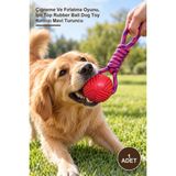 Yenilig 1 Adet Dayanıklı Kauçuk Toplu Köpek Oyuncağı – Çiğneme ve Fırlatma Oyunu, Ipli Top Rubber Ball Dog Toy Kırmızı Mavi Turuncu