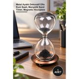 Yenilig 1 Adet Demir Tozu Manyetik Kum Saati – Metal Ayaklı Dekoratif Ofis Kum Saati, Manyetik Sand Timer, Magnetic Hourglass