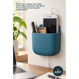 Yenilig 1 Adet Duvara Monte Telefon Şarj Istasyonu – Plastik Yapı, Yapışkan Arka, Kablo Bölmeli Masa Düzenleyici, Wall Mount Phone Charging Dock Organizer