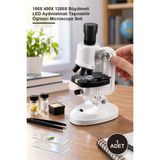 Yenilig 1 Adet Eğitim ve Deney Mikroskop Seti – 100X 400X 1200X Büyütmeli LED Aydınlatmalı Taşınabilir Öğrenci Microscope Seti