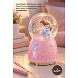 Yenilig 1 Adet Işıklı Müzikli Kar Küresi – Cam Fanus Polyester Gövde Dekoratif Masa Biblo Snow Globe
