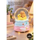 Yenilig 1 Adet Işıklı Müzikli Orta Boy Kar Küresi – Cam Fanus, Polyester Taban, Dekoratif Biblo, Snow Globe