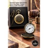 Yenilig 1 Adet Köstekli Saat – Osmanlı Tuğralı Özel Kutulu, Retro Cep Saati, Pocket Watch, Antik Tasarımlı