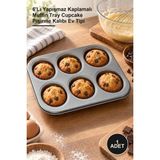 Yenilig 1 Adet Muffin Kek Kalıbı – 6'lı Yapışmaz Kaplamalı Muffin Tray Cupcake Pişirme Kalıbı Ev Tipi
