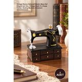 Yenilig 1 Adet Nostaljik Dikiş Makinesi Biblo – Vintage Reçine Dekoratif Model, Masa Raf Kitaplık Için Süs, Vintage Siyah ve Ahşap Tonları, Sewing Machine Ornament